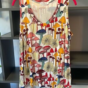 NWOT La Soul V-neck Multicolor Mushroom-Print Tank Top